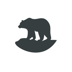 Flat style bear icon on a white background. Vector illustration of a bear standing on ice, suitable for various business concepts and design projects.