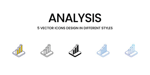 Analysis Icon Design in Five style with Editable Stroke. Line, Solid, Flat Line, Duo Tone Color, and Color Gradient Line. Suitable for Web Page, Mobile App, UI, UX and GUI design.