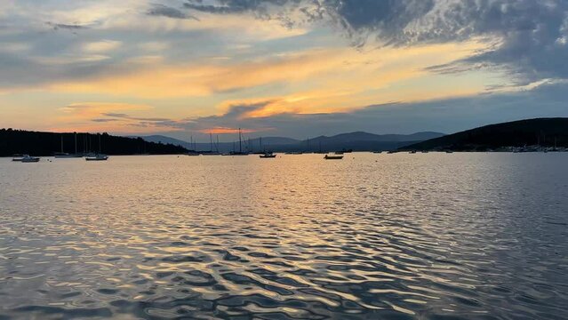 Beautiful sunset landscape from Sigacik, Seferihisar. Izmir, Turkey 
