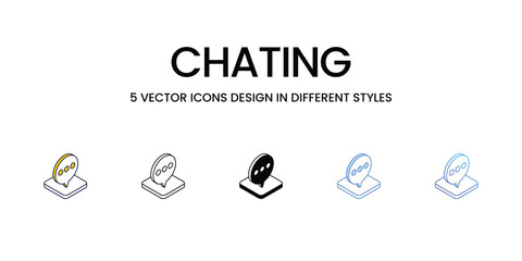 Chating Icon Design in Five style with Editable Stroke. Line, Solid, Flat Line, Duo Tone Color, and Color Gradient Line. Suitable for Web Page, Mobile App, UI, UX and GUI design.