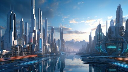 futuristic city Presentation AI