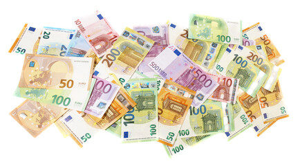Obraz na płótnie Canvas EURO Money Banknotes Pile - Transparent PNG Background