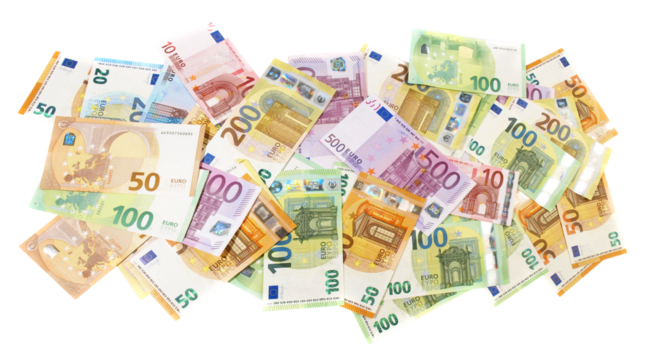 EURO Money Banknotes Pile - Transparent PNG Background
