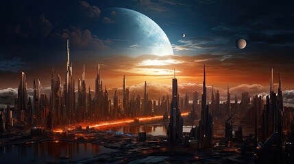 futuristic city Presentation AI