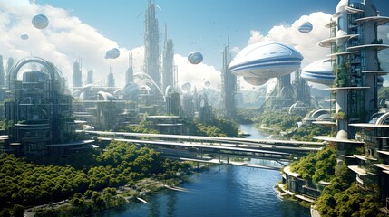 futuristic city Presentation AI