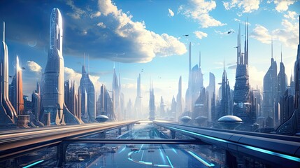 futuristic city Presentation AI
