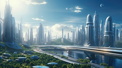 futuristic city Presentation AI