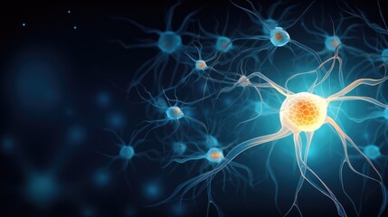 Background with neurons and synapse stuctures showing human brain cells chemistry with place for text