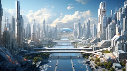 futuristic city Presentation AI