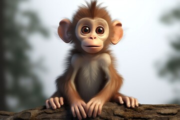 Young Primate monkey. Generative AI