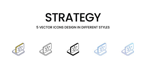 Strategy Icon Design in Five style with Editable Stroke. Line, Solid, Flat Line, Duo Tone Color, and Color Gradient Line. Suitable for Web Page, Mobile App, UI, UX and GUI design.