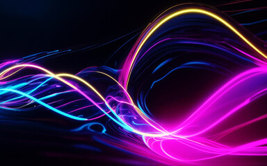 futuristic abstract background with glowing pink yellow blue lines wallpaper