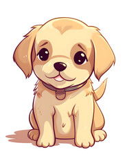Fototapeta premium Cute Puppy Dog, Cartoon Anime Kawaii Chibi Animal