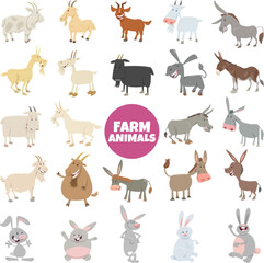 cartoon funny farm animal characters big set