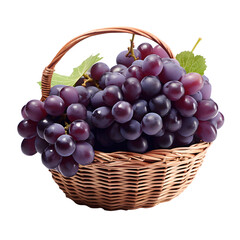Red grapes in a basket PNG transparent background