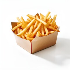 summertime french fries in a box, isolated on a white background