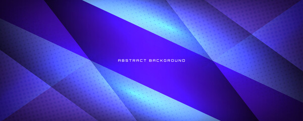 Fototapeta premium 3D blue techno abstract background overlap layer on dark space with glowing polygon decoration. Modern graphic design element cutout style concept for banner, flyer, card, minimal cover, or brochure