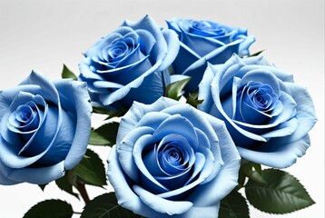 blue roses on white background 