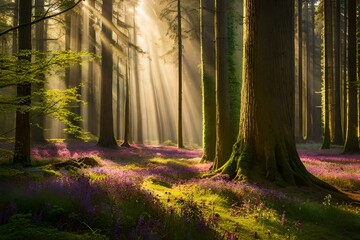 sun rays in forest
