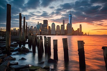 Je Ne Sais Quoi of NYC: Lower Manhattan Skyline from Newport Pier, New Jersey: Generative AI