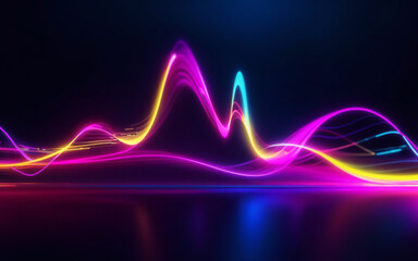 Captivating Futuristic Glowing Waves and Luminous Light Beams Background Wallpape light wave pink yellow blue heart beat