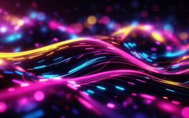 Captivating Futuristic Glowing Waves and Luminous Light Beams Background Wallpape light wave pink yellow blue twinkle twinkling