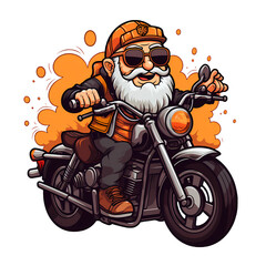 Cute Grandpa Riding Motorcycle Clipart