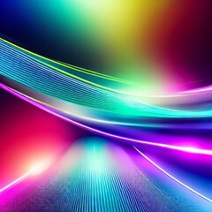 Neon Data Dreams: Futuristic Abstract High-Speed Wave Lines and Bokeh Lights