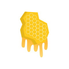 Honeycomb melting vector, Molten honey on the floor, vector isolated with white background
