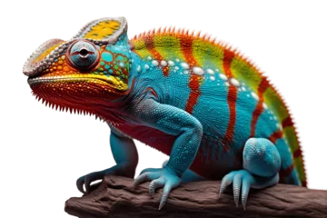 Poster Colorful Chameleon Isolated on Transparent Background. Generative AI © zainab