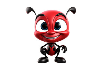 Cute Cartoon Ant Character Isolated on White Background. Generative AI