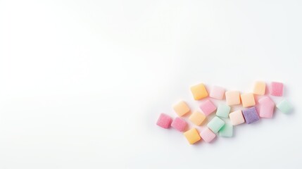 Obraz na płótnie Canvas Mixed colorful jelly candies isolated on white, with text space can use for advertising, ads, branding