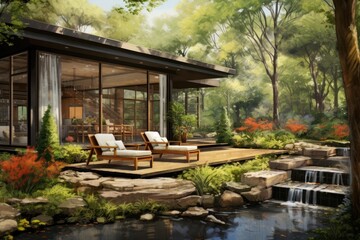 Obraz premium home and garden can be rephrased as household and outdoor living area