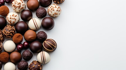 Chocolate sweet collection isolated on white background with text space can use for advertising, ads, branding