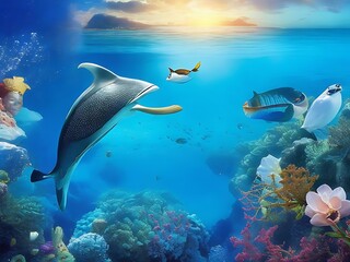 Fototapeta premium sea of 5 Generative AI