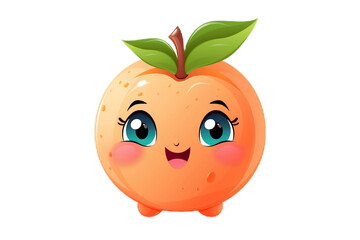 Cute Cartoon Peach Character Isolated. Generative AI