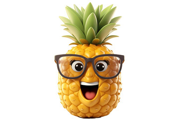 Cute Cartoon Pineapple Character with Sunglasses. Generative AI