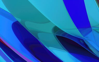 Abstract Illusion of Blue Glass: 3D Render Wallpaper with Multicolored Curved Object, a Vibrant and Modern Artistic Composition