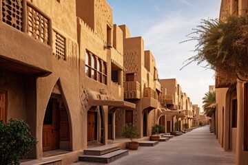 Fototapeta na wymiar The Al Murabba District in Riyadh features historical cottage buildings from Saudi Arabia that are adorned with a multitude of ancient windows.