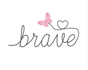 brave pink butterfly design hand drawn
