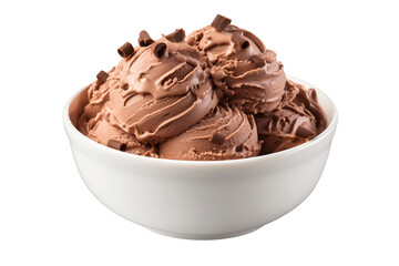 Delicious Bowl of Chocolate Ice Cream Isolated. Generative AI