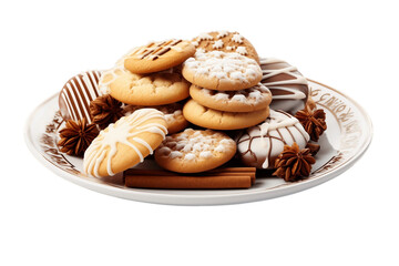 Delectable Plate of Christmas Cookies Isolated on Transparent Background. Generative AI - Powered by Adobe