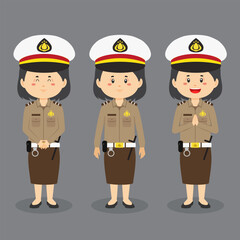 Indonesian Police Character with Various Expression