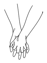 Continuous line drawing of hands couple trendy minimalist illustration. Vector illustration.