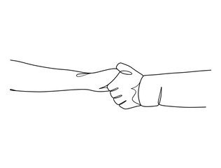 Continuous line drawing of hands couple trendy minimalist illustration. Vector illustration.