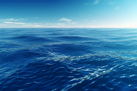 Blue sea water surface with ripples and waves. 3d rendering