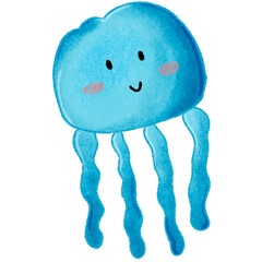 blue bird. Sea food element and icon in cartoon style.
