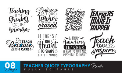 Teacher handwriting quotes t shirt typographic vector design bundle