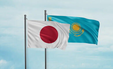 Kazakhstan and Japan flag