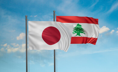 Lebanon and Japan flag
